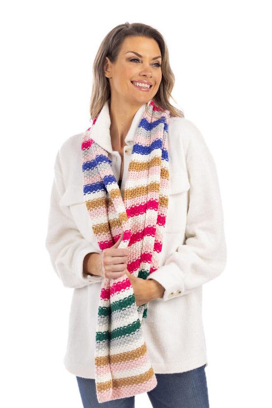 Rainbow Stripes Crochet Knit Scarf