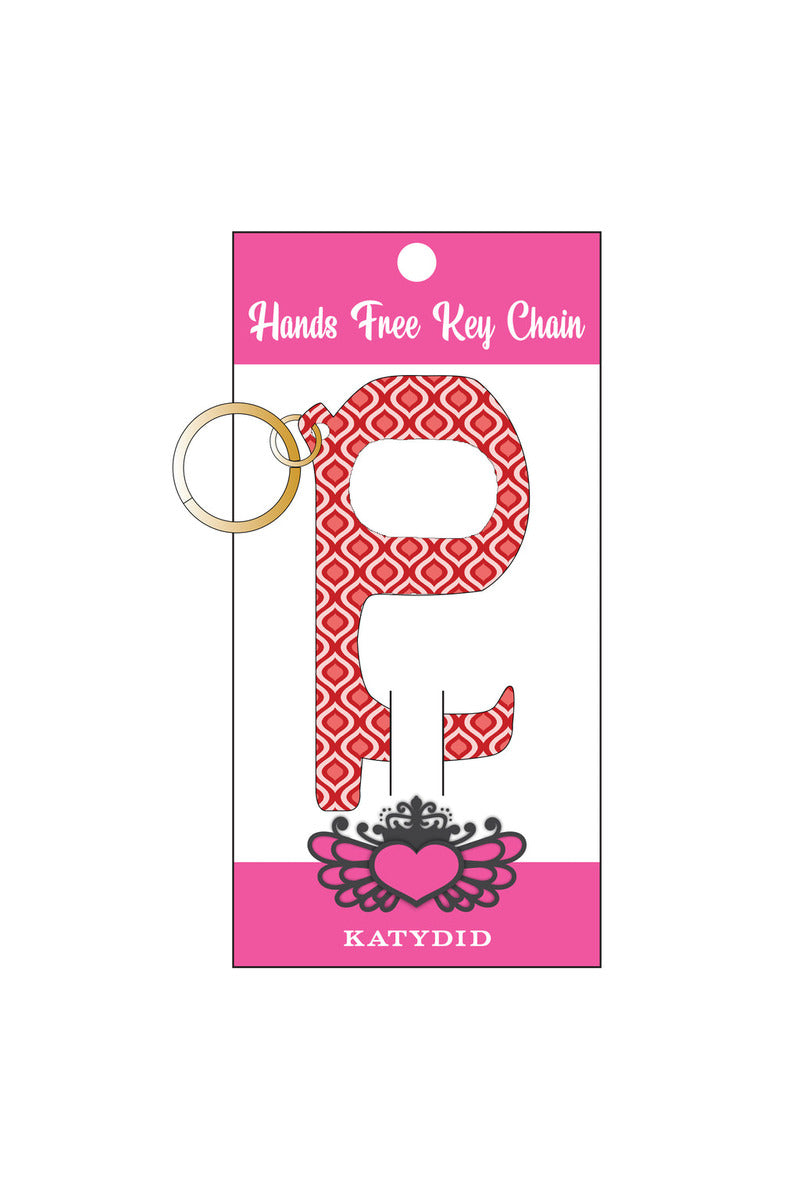 Red Ikat Pattern Hands Free Key Chain