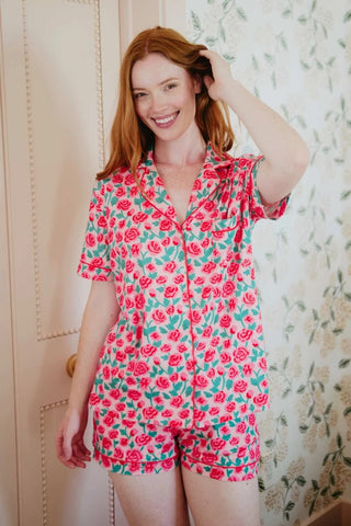 Whimsical Roses Two-Piece Pajamas | PJ Short Sets | Katydid
