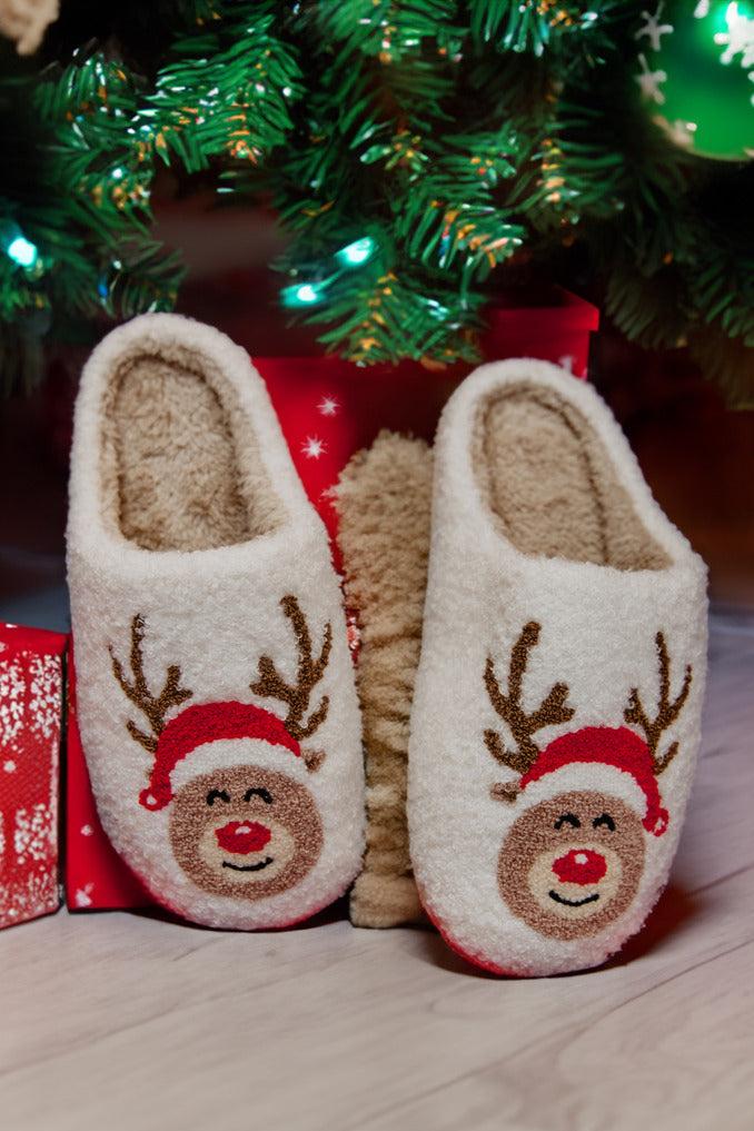 Reindeer Red Nose Slippers for Women - Main Image