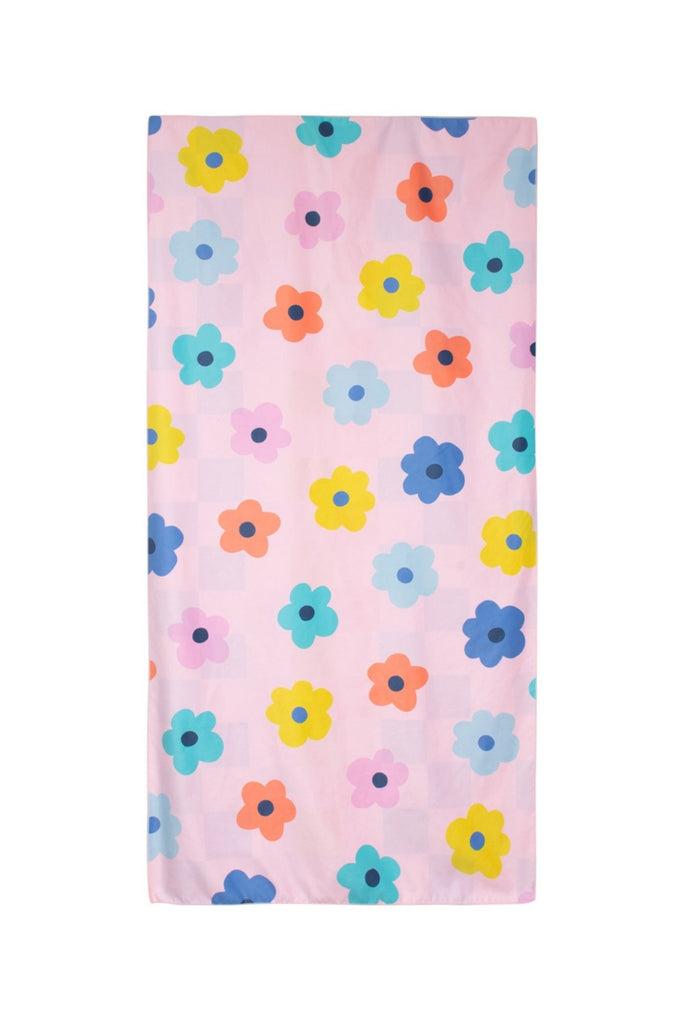 Flowers & Check Quick Dry Reversible Towel