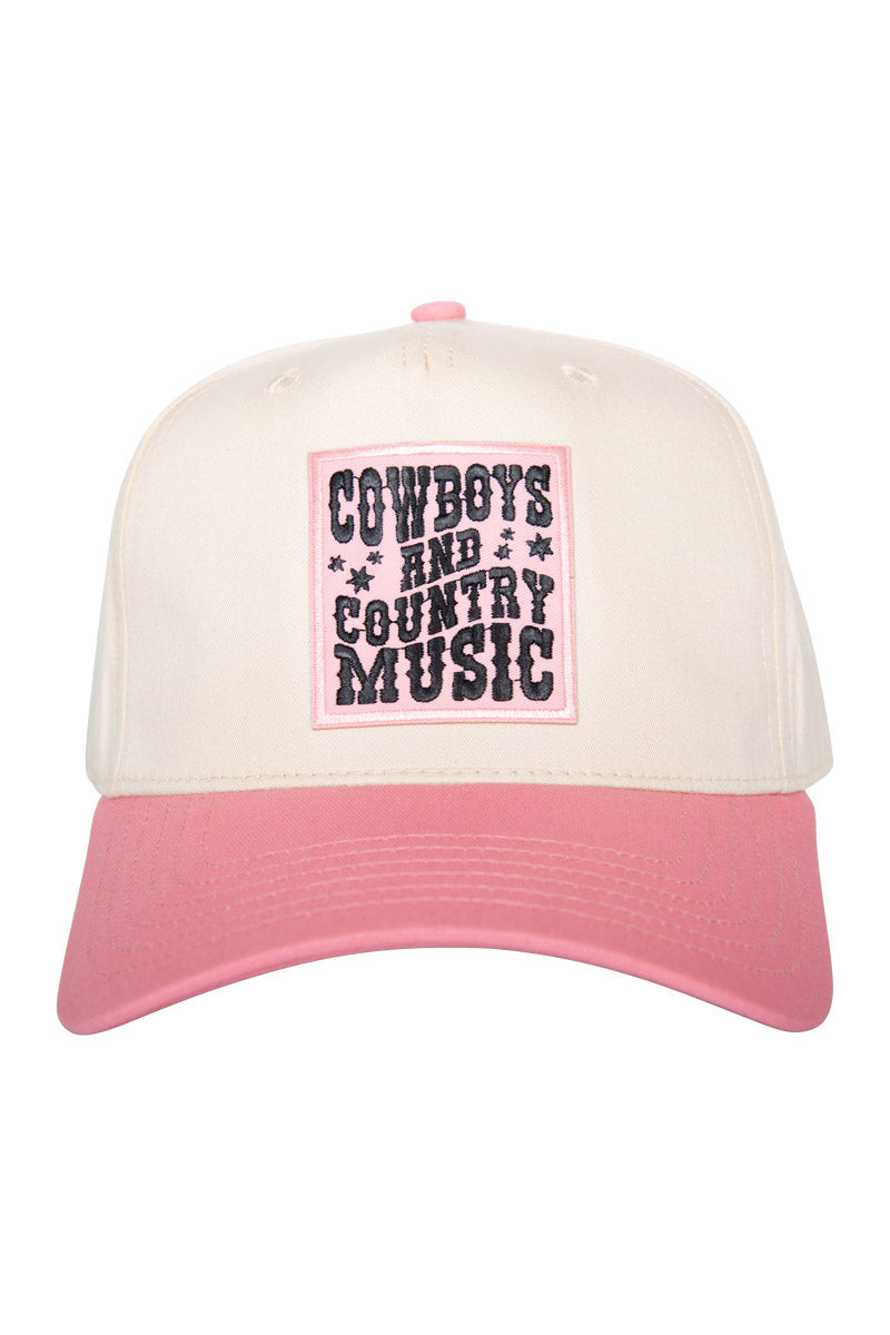 Cowboys & Country Music Pink Patch Two-Toned Hat - Katydid.com