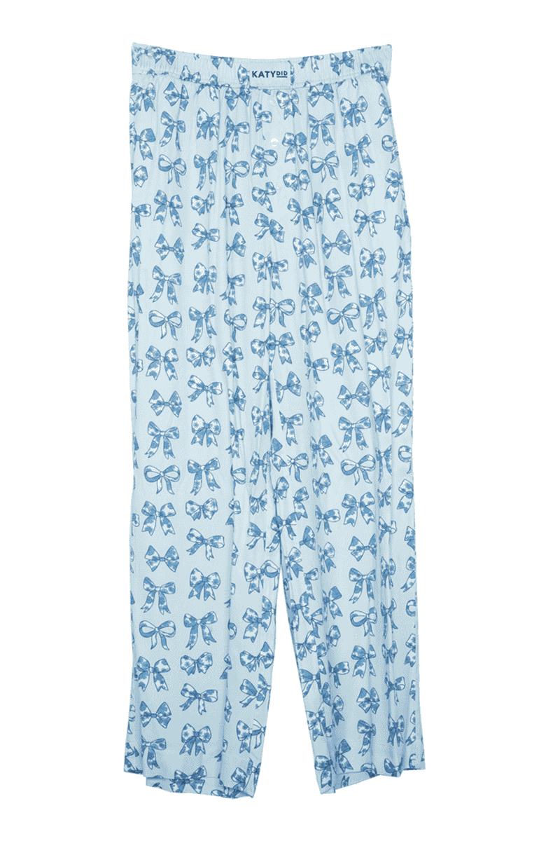 Light Blue Toile Coquette Bows Boxer Pants - Katydid.com