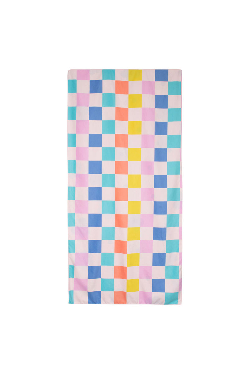 Flowers & Check Quick Dry Reversible Towel