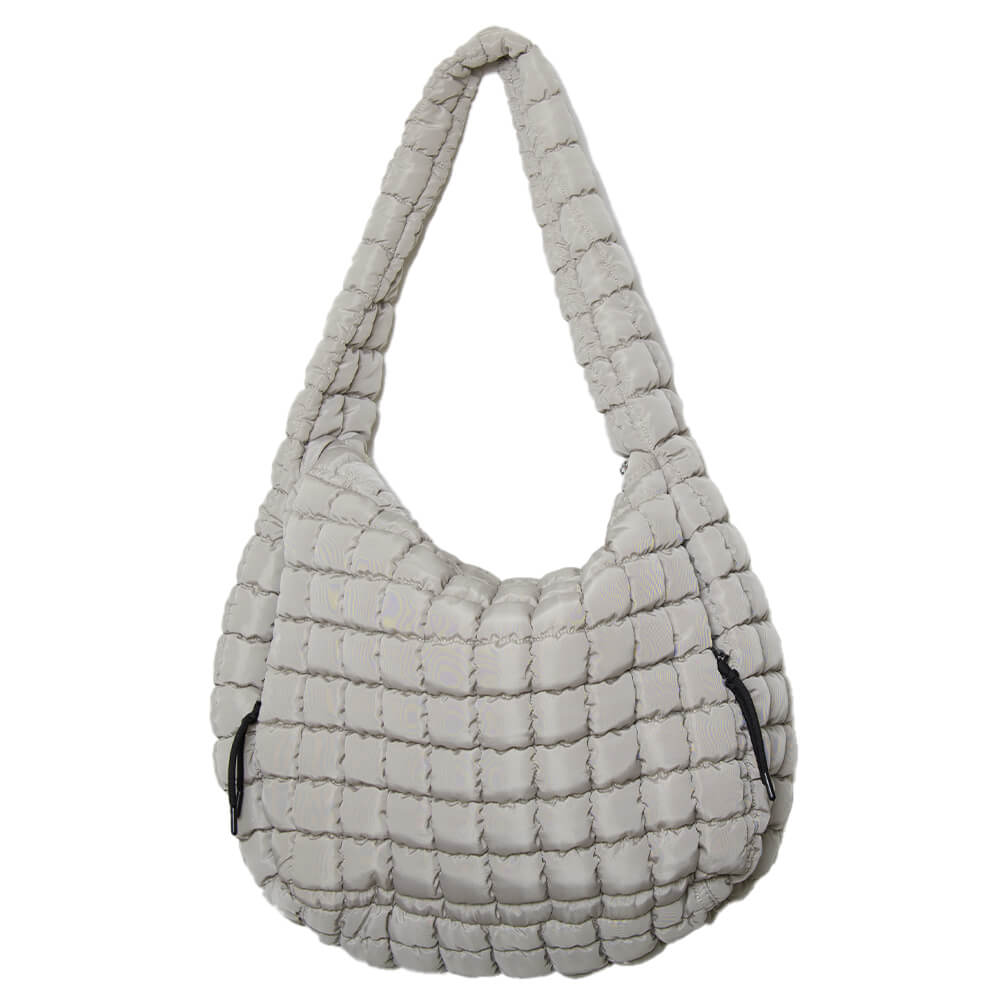Sand Oversized Quilted Hobo Tote Bag