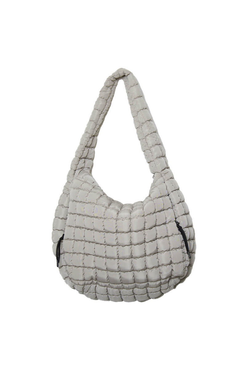 Sand Oversized Quilted Hobo Tote Bag - Katydid.com