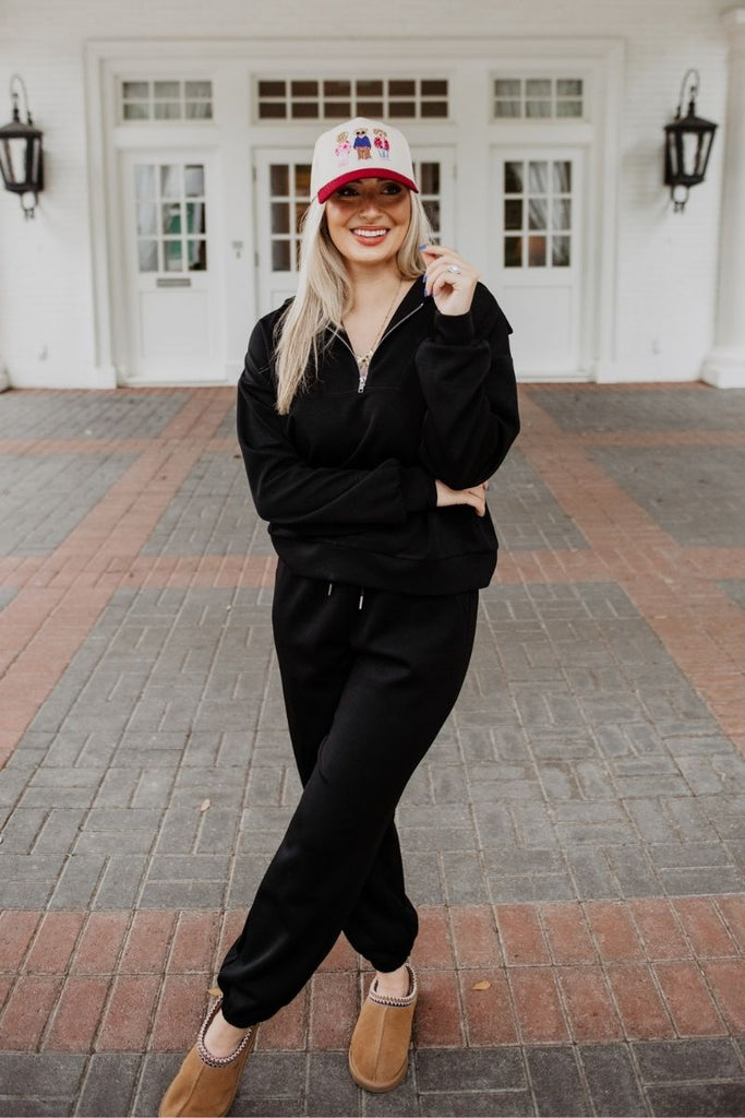 Black Matching Scuba Pants Set