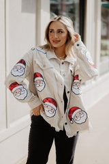 Sequin SANTA Patch Cropped CORDUROY Shacket