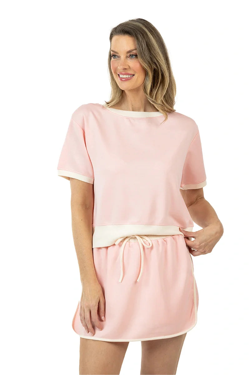 Light Pink and White Two Toned Skirt and Top Set - Katydid.com