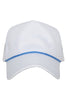 White Blank Trucker Hat with Light Blue Rope