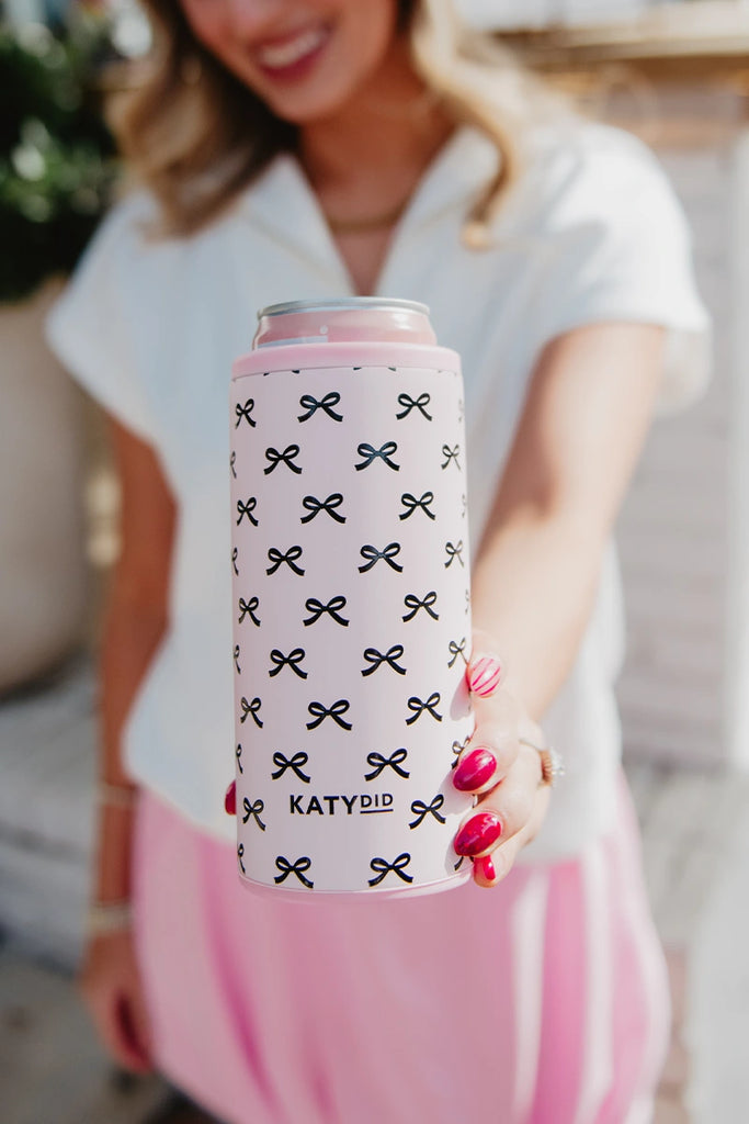 Black & Pink Mini Bows Tall Can Cooler