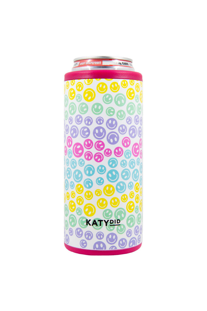 Pastel Happy Face Repeat Beer Cooler