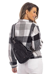 Black Solid SLING BAG Women with Striped Strap