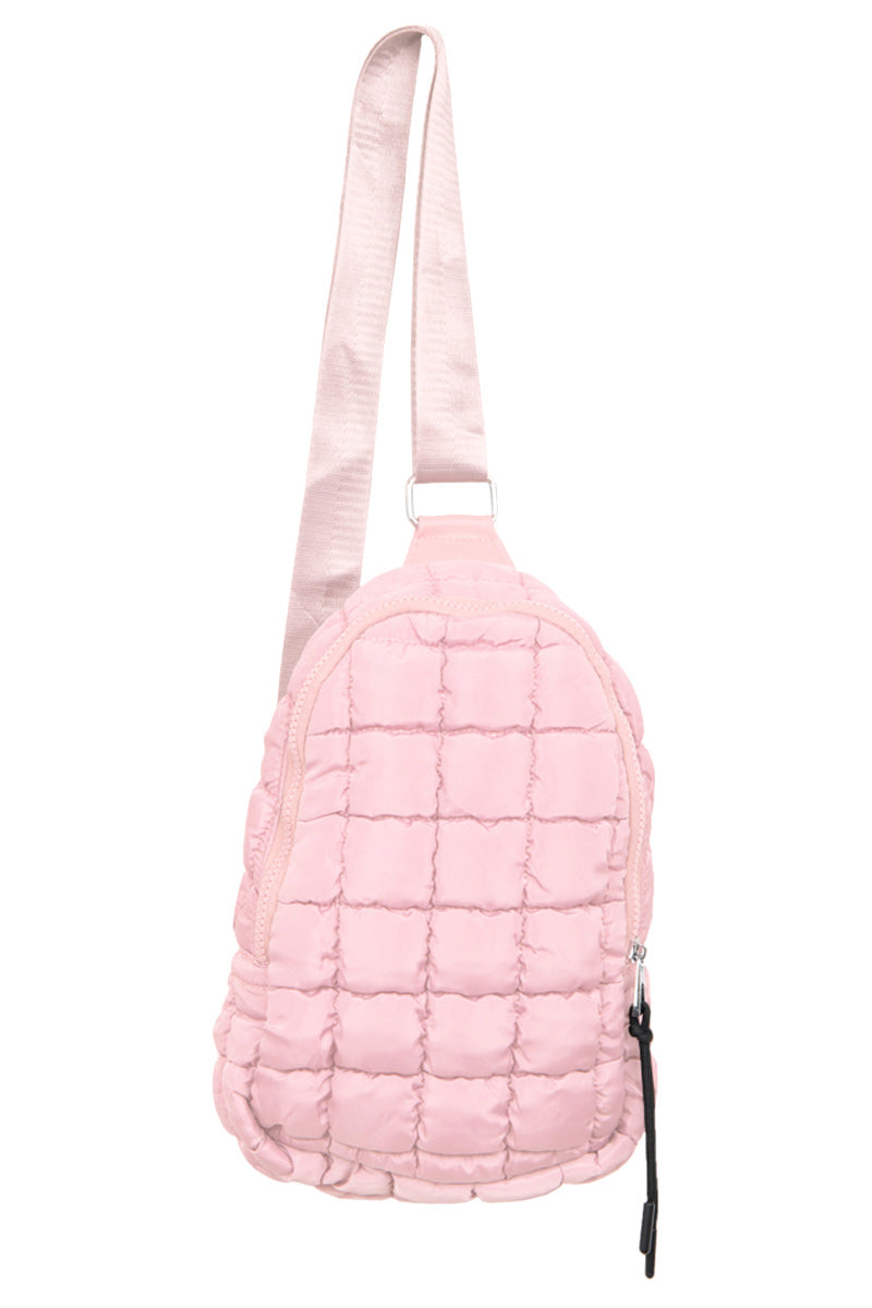 Light Pink Women's Quilted Sling Bag - Katydid.com