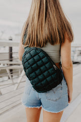 Forest Green Quilted Sling Bag