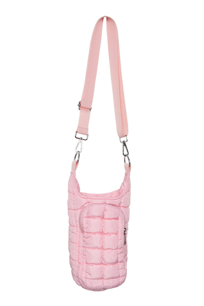 Light Pink Puffer Water Bottle Carrier Bag