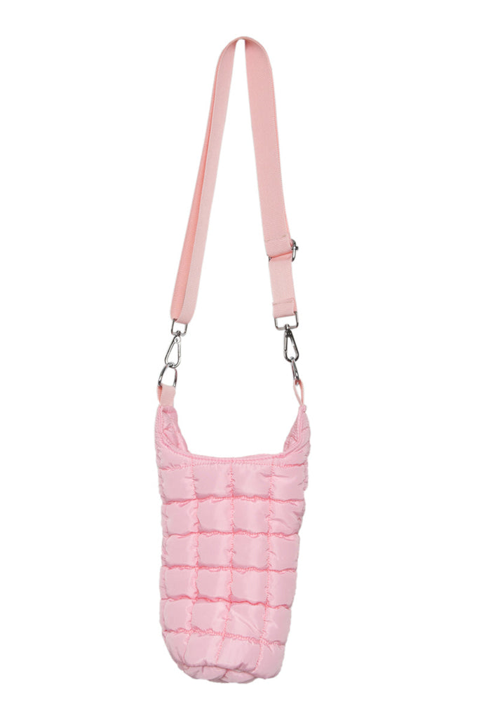 Light Pink Puffer Water Bottle Carrier Bag