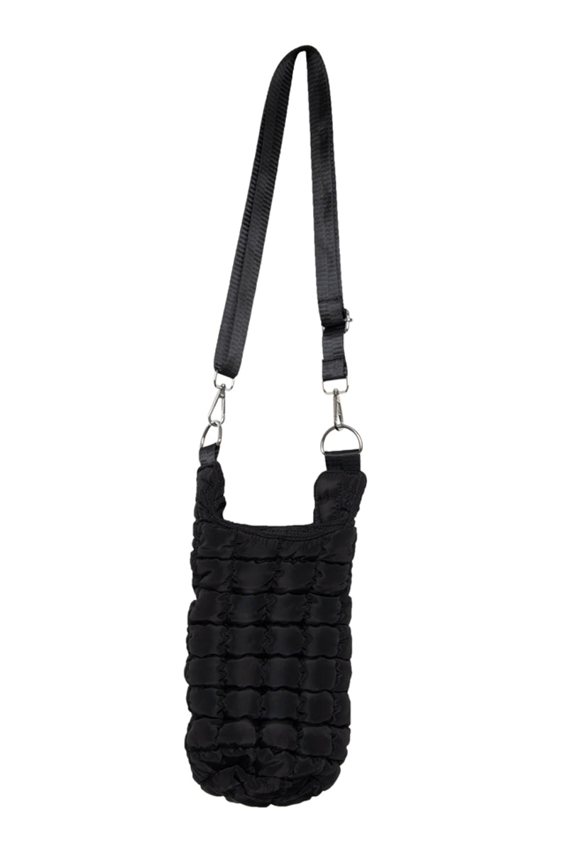 Black Puffer Water Bottle Carrier Bag - Katydid.com