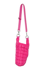 Hot Pink Quilted Water Bottle Carrier Bag