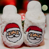Santa Face Rabbit Fur Cozy Slippers