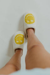 Daisy Eye Happy Face Sherpa Slippers