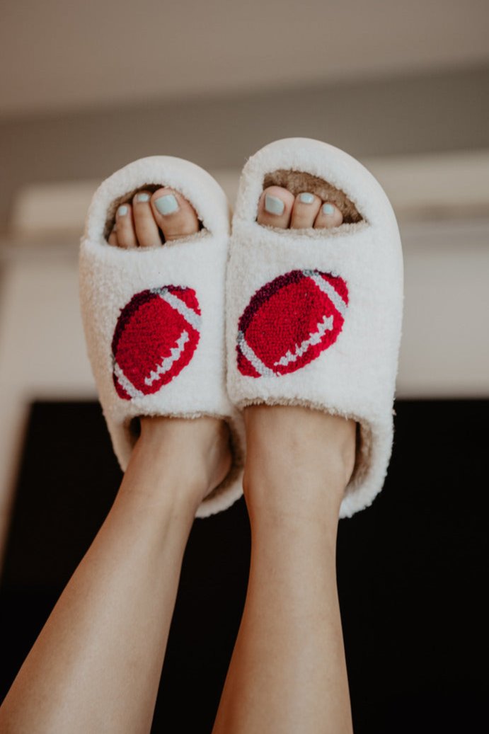 Football Fuzzy Open Toed Slippers - Katydid.com