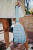 Light Blue Quilted Sling Crossbody Bag