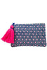 Navy and Pink Scalloped Women's Pocket Book with Pink Tassel