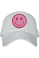 Hot Pink Lightning Happy Face Foam Trucker Hat