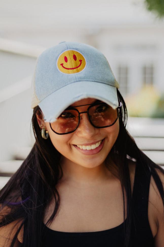 Red/Yellow Happy Face Trucker Hat