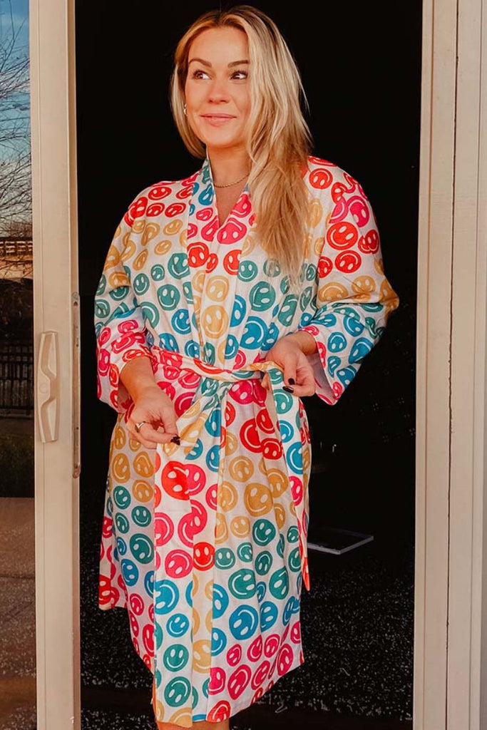 Happy Face Graphic Robe