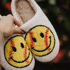 Softball Happy Face Fuzzy Slippers