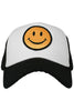 Happy Face Trucker Hat (Black and White)