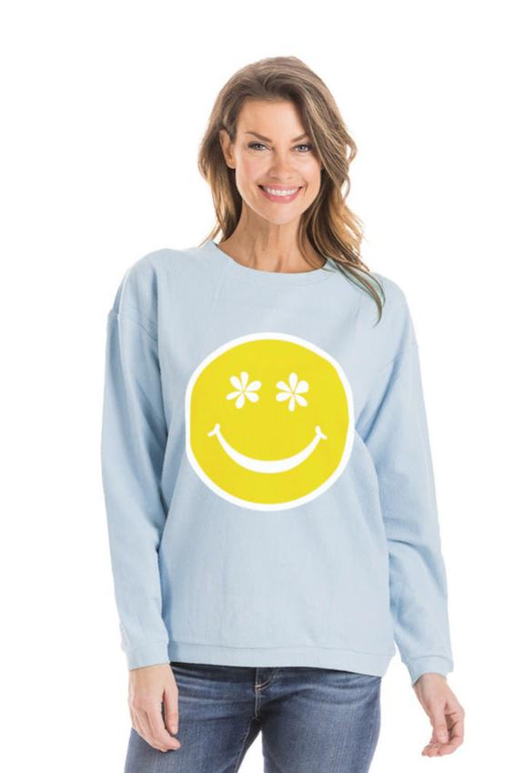 Flower Eye Happy Face Corded Sweatshirt