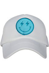 Turquoise Lightning Happy Face Trucker Hat