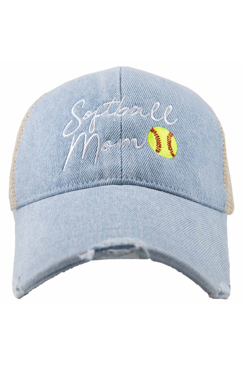 Softball Mom Women's Denim Trucker Hat - Katydid.com