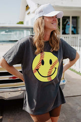 Softball Happy Face Graphic Tee