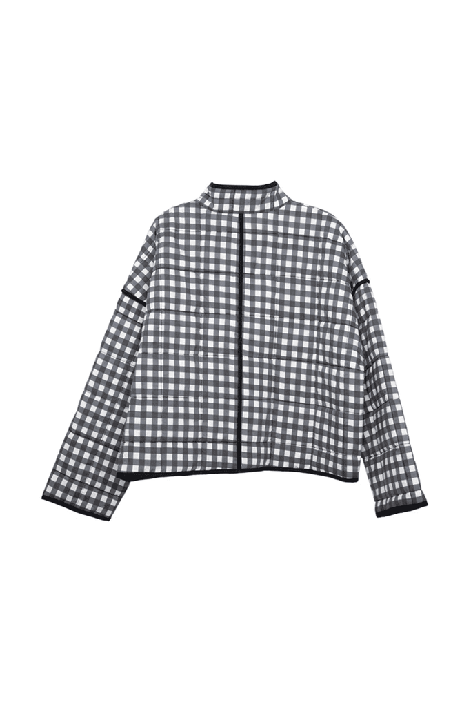 Black & White Checkered Lightweight Quilted Jacket