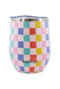 Multicolored Checkered WINE TUMBLER With Lid