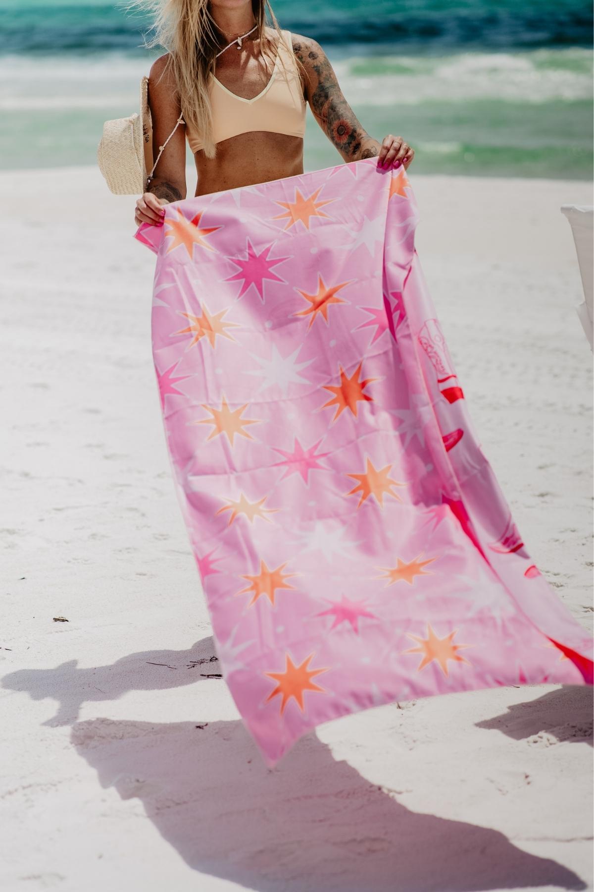 Boots & Stars Cute Reversible Beach Towel