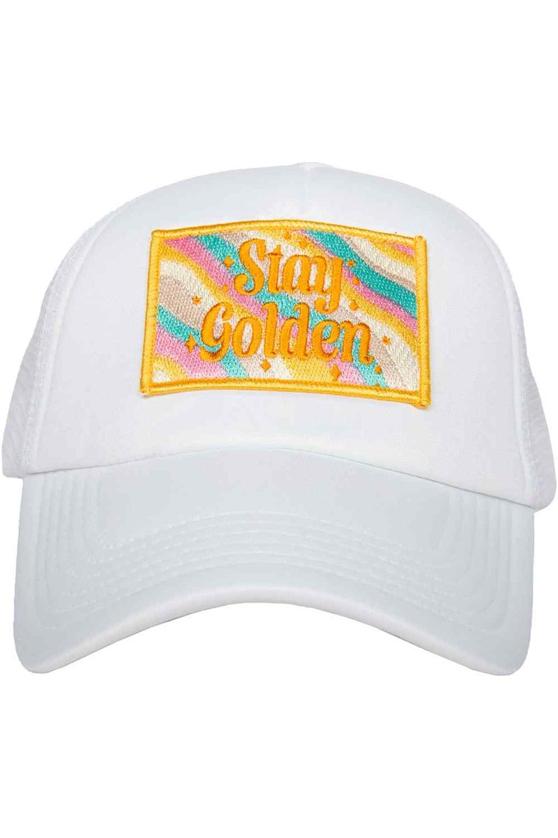 Stay Golden Trucker Hat (White Foam) - Katydid.com