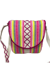 Crisscross and Striped Multicolored Crossbody Shoulder Bag