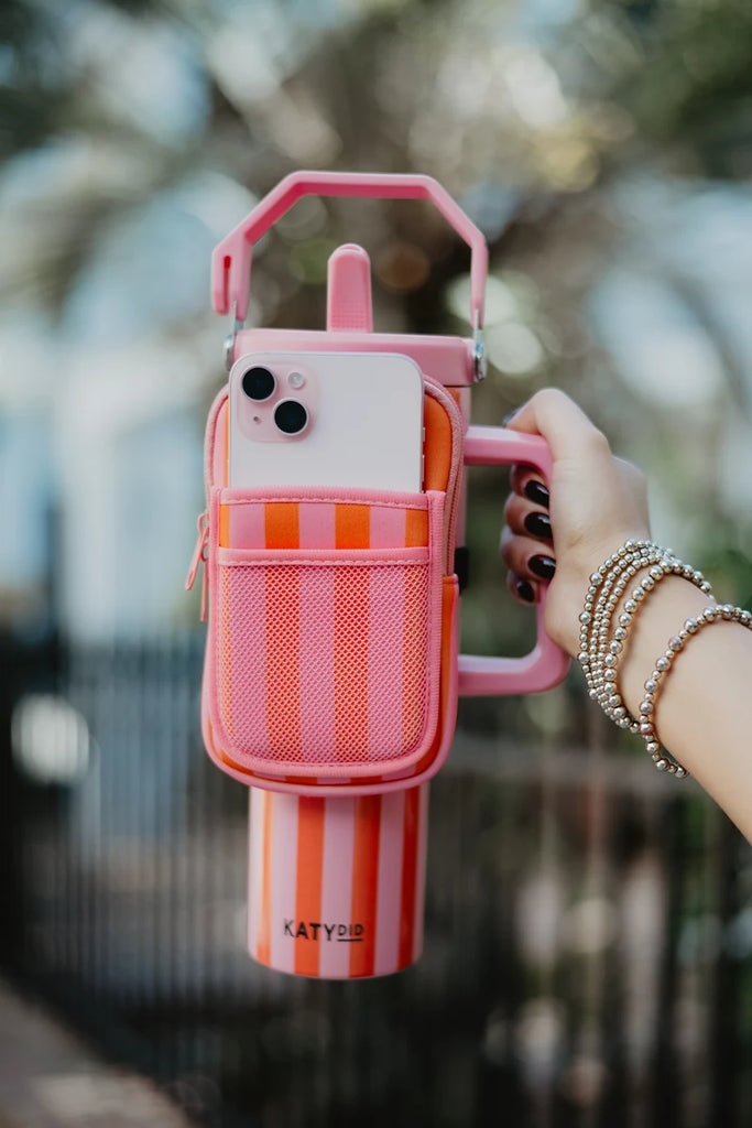 Pink and Orange Striped Tumbler Pouch