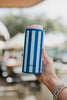 Light Blue and Navy Striped Tall Can Cooler - Katydid.com