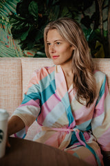 Striped Pastel Printed Bath Robe