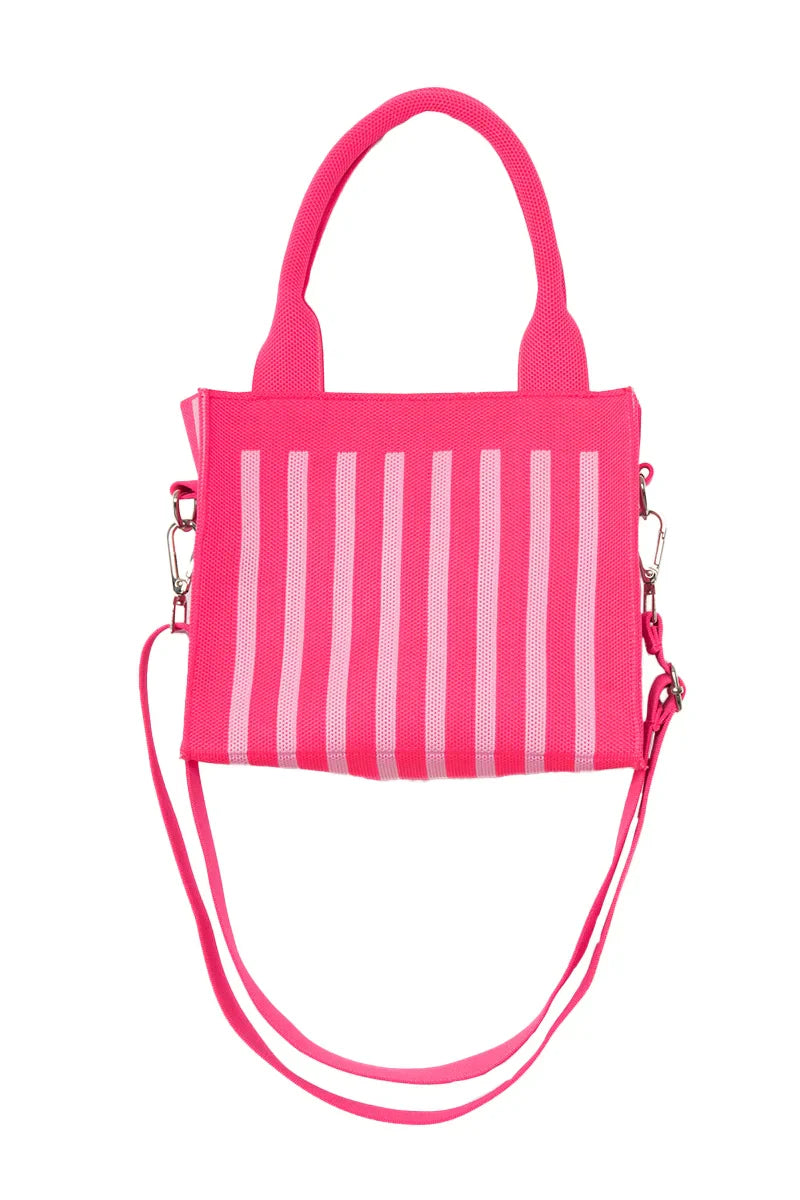 Hot Pink Striped Structured Mini Tote - Katydid.com