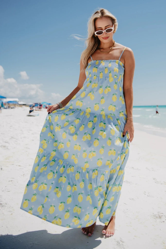 Zesty Lemons Cute Summer Maxi Dress - Katydid.com