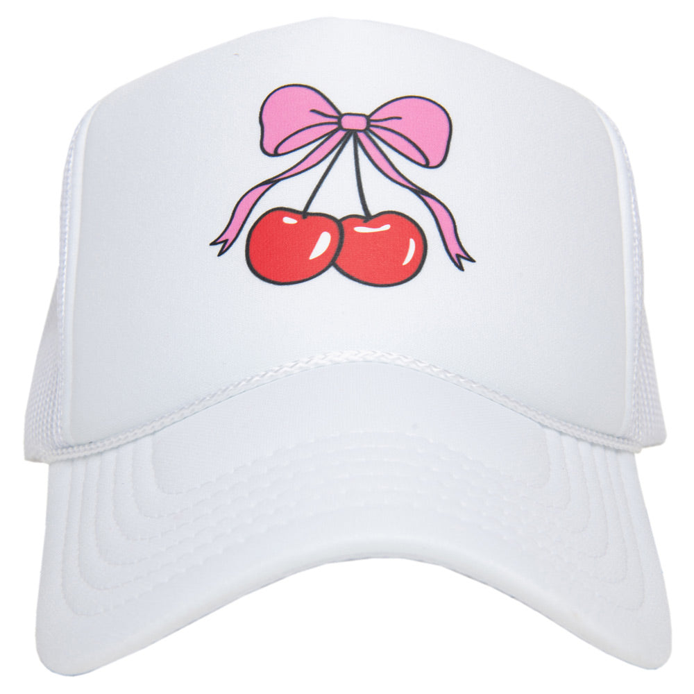 Cherry Bow Foam Mesh Hat