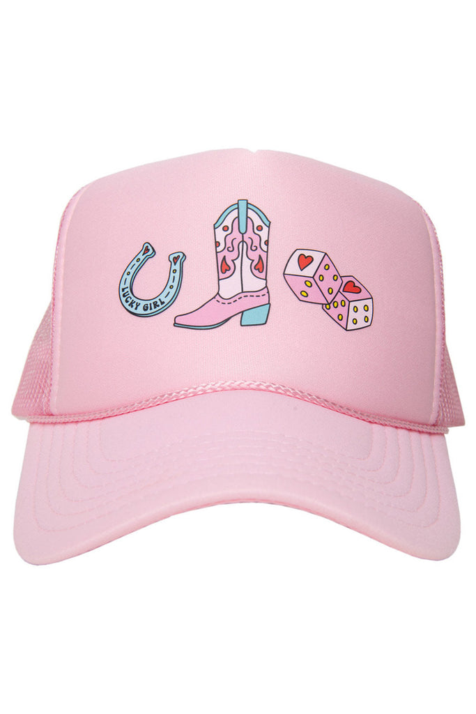 Cowgirl Boot Horseshoe and Dice Foam Hat