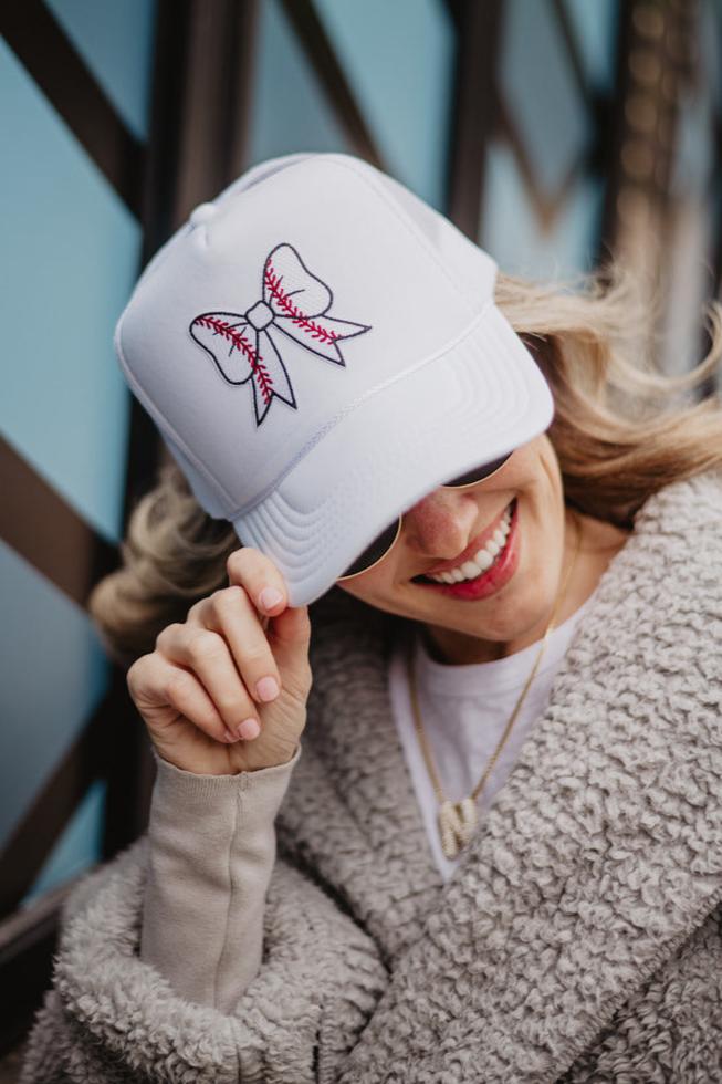 Baseball Bow Coquette Patch Foam Trucker Hat